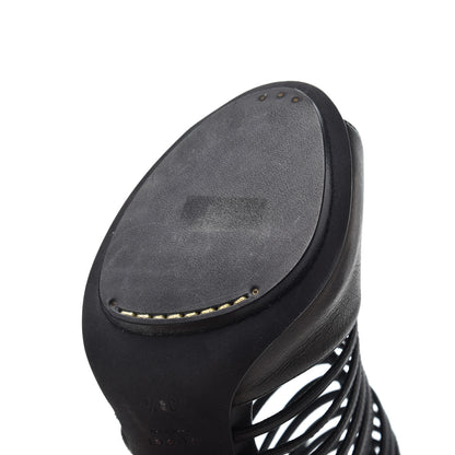 Gucci Saddle Soft Lux Peep Toe Caged High Heel Sandals 36.5 Black 14 of 16