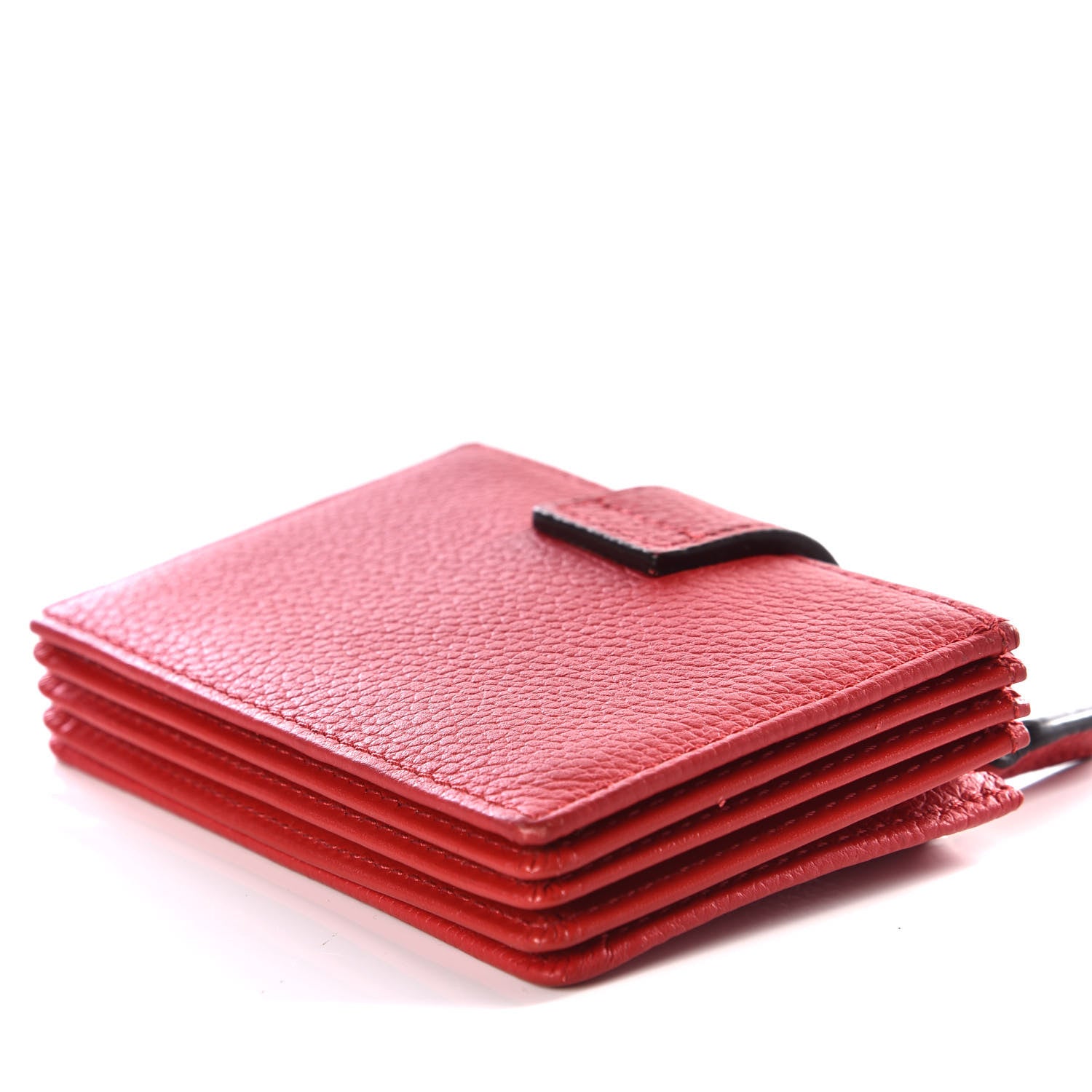 MCM Grained Calfskin Milla Accordion Card Case Red 6 of 9
