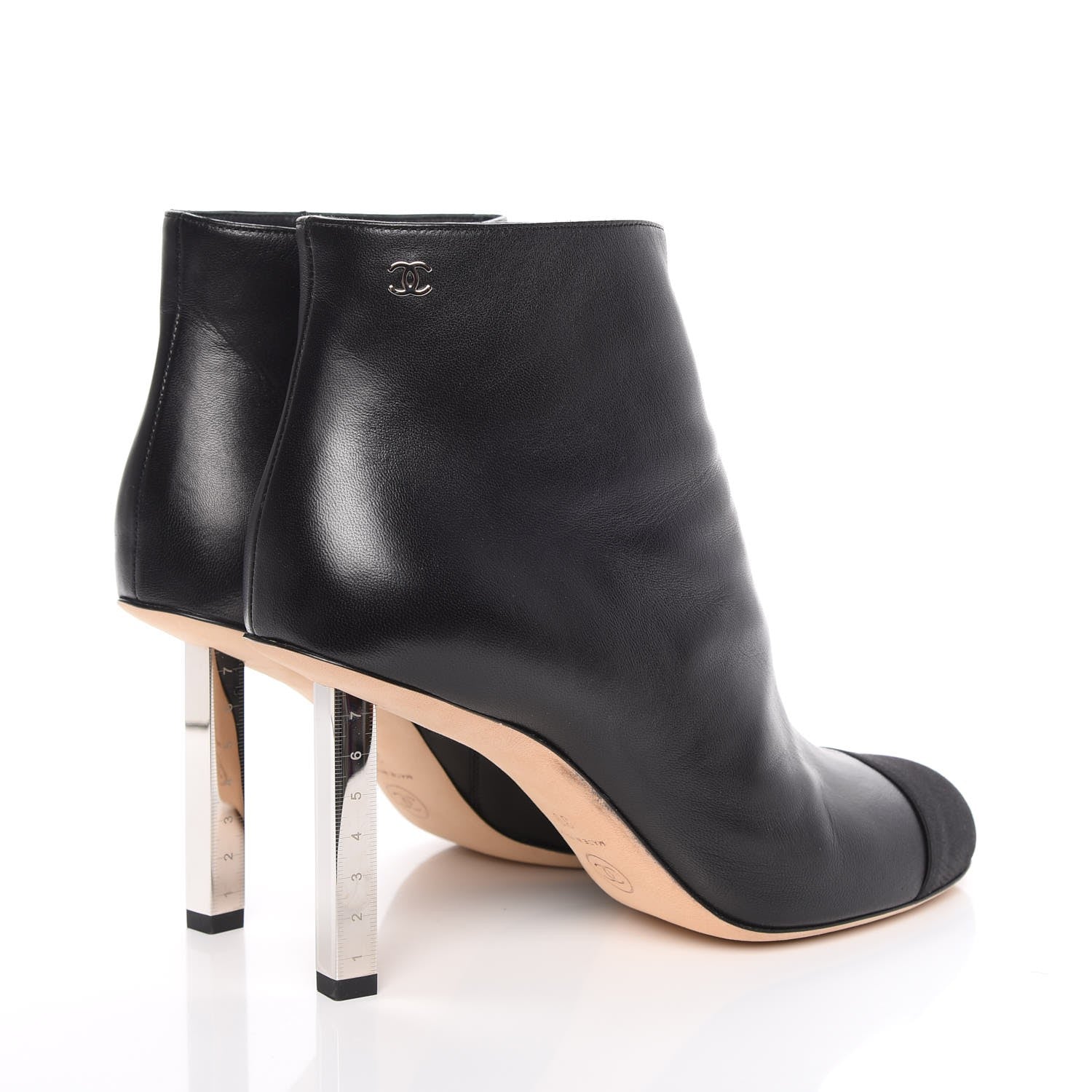 Chanel Lambskin Satin Cap Toe Ankle Boots 39 Black 4 of 10