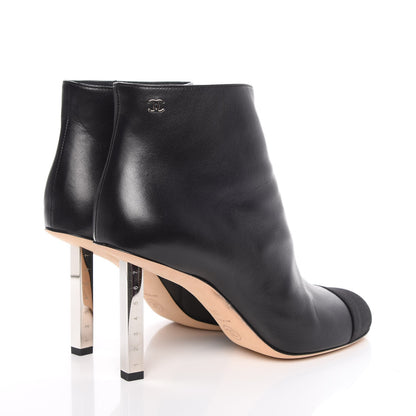 Chanel Lambskin Satin Cap Toe Ankle Boots 39 Black 4 of 10