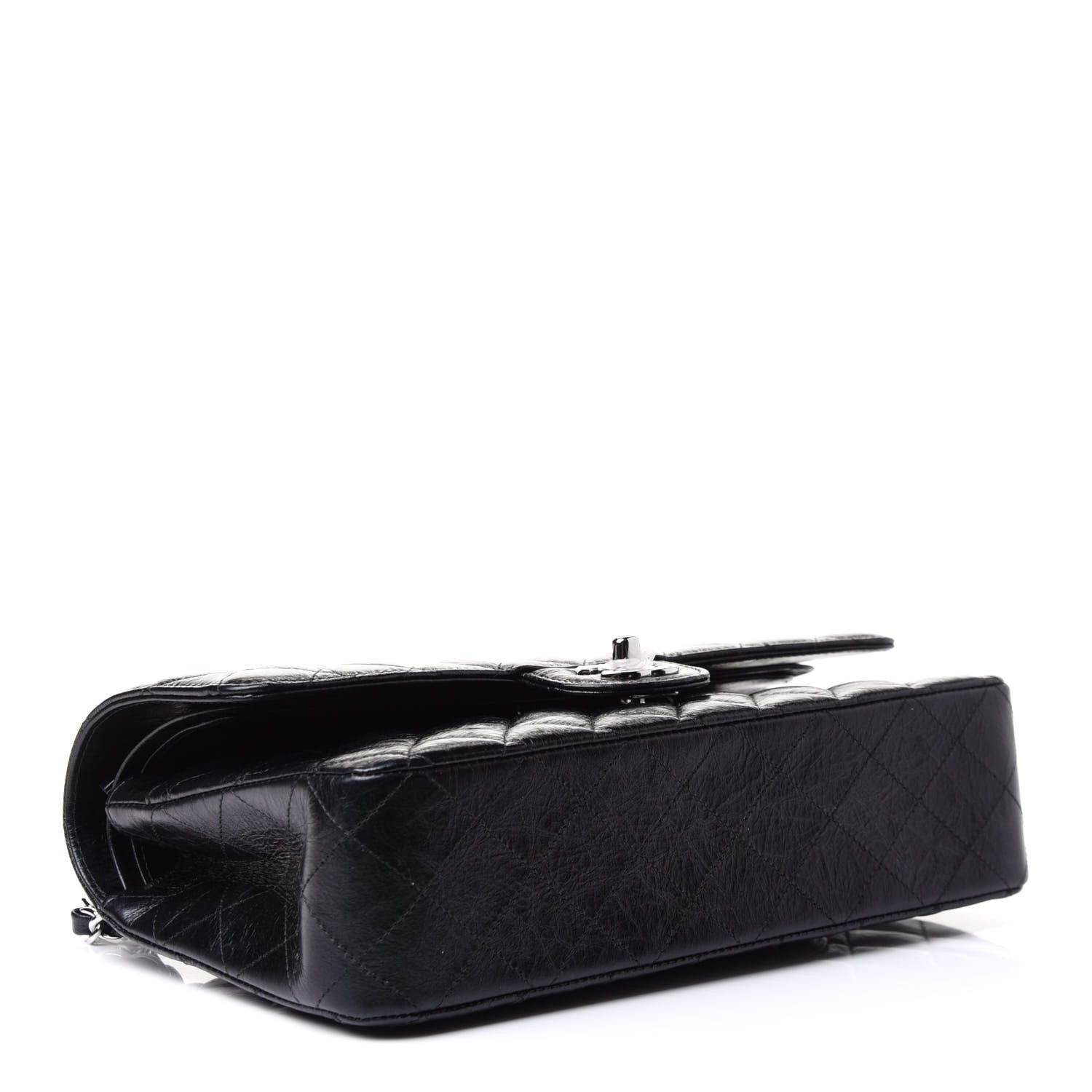 Chanel Iridescent Crumpled Calfskin Quilted Medium Double Flap Black 4 of 11