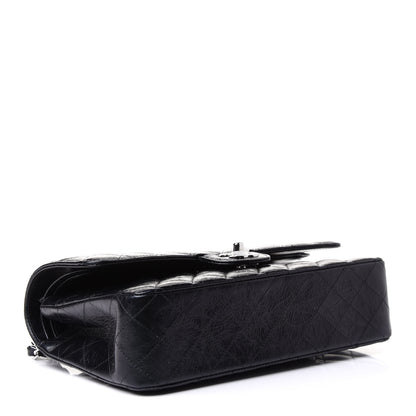 Chanel Iridescent Crumpled Calfskin Quilted Medium Double Flap Black 4 of 11