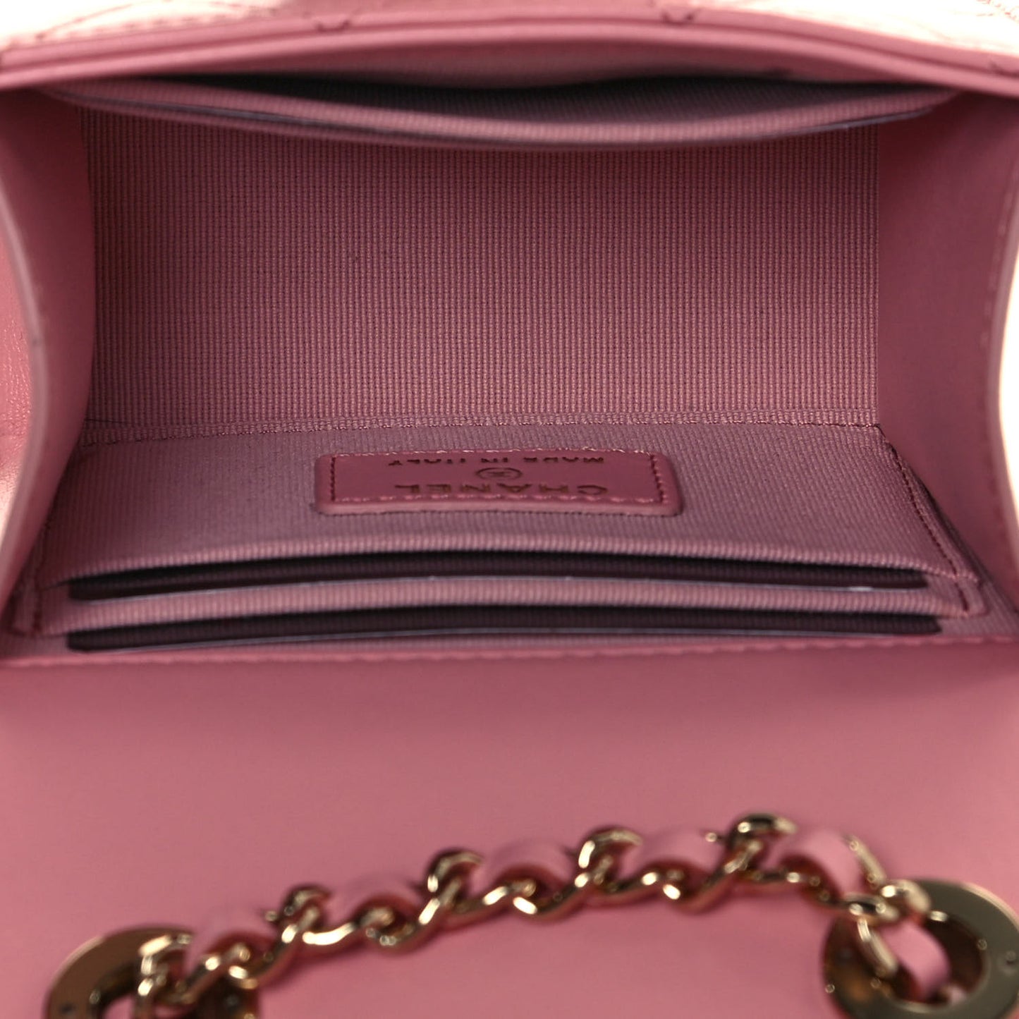 Lambskin Quilted Mini Trendy CC Clutch With Chain Pink