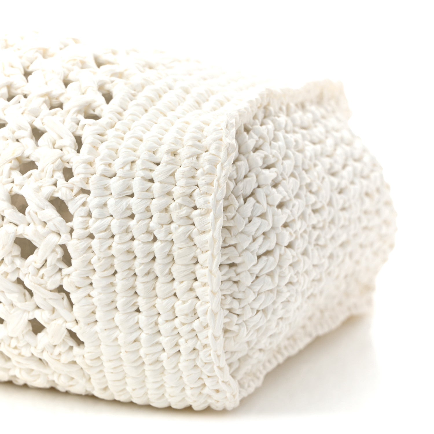 Miu Miu Raffia Crochet Woven Tote Bag White 10 of 10
