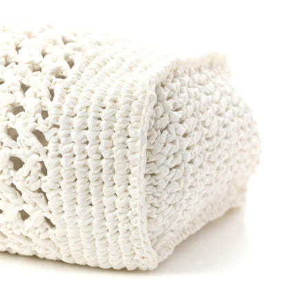 Miu Miu Raffia Crochet Woven Tote Bag White 10 of 10