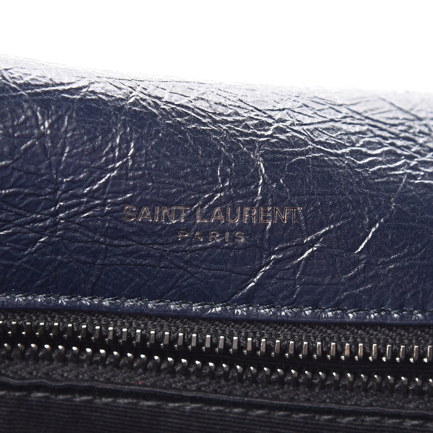 Saint Laurent Crinkled Calfskin Matelasse Monogram Large Niki Chain Satchel Deep Marine 7 of 8