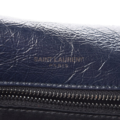 Saint Laurent Crinkled Calfskin Matelasse Monogram Large Niki Chain Satchel Deep Marine 7 of 8
