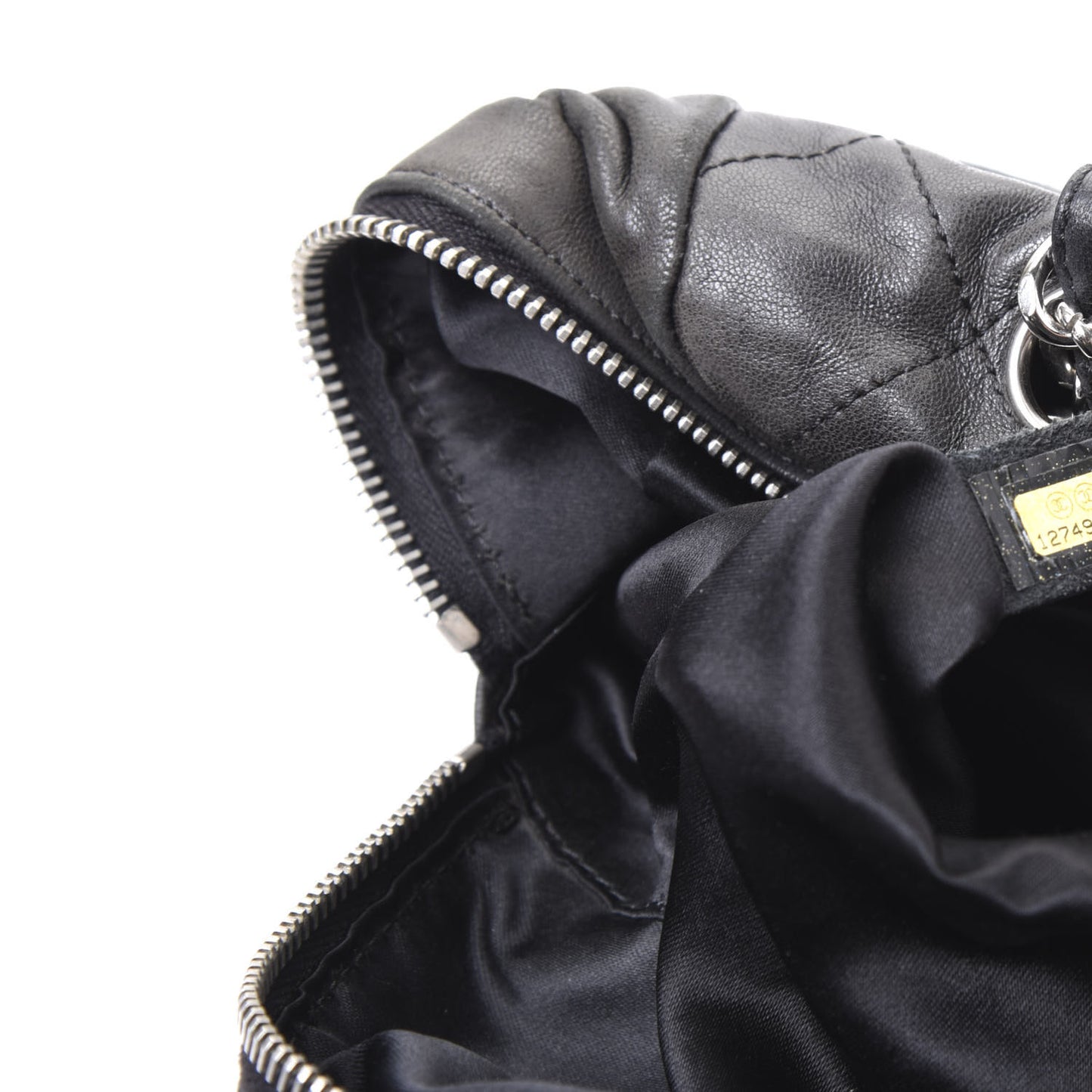 Lambskin Stitched Shoulder Bag Black