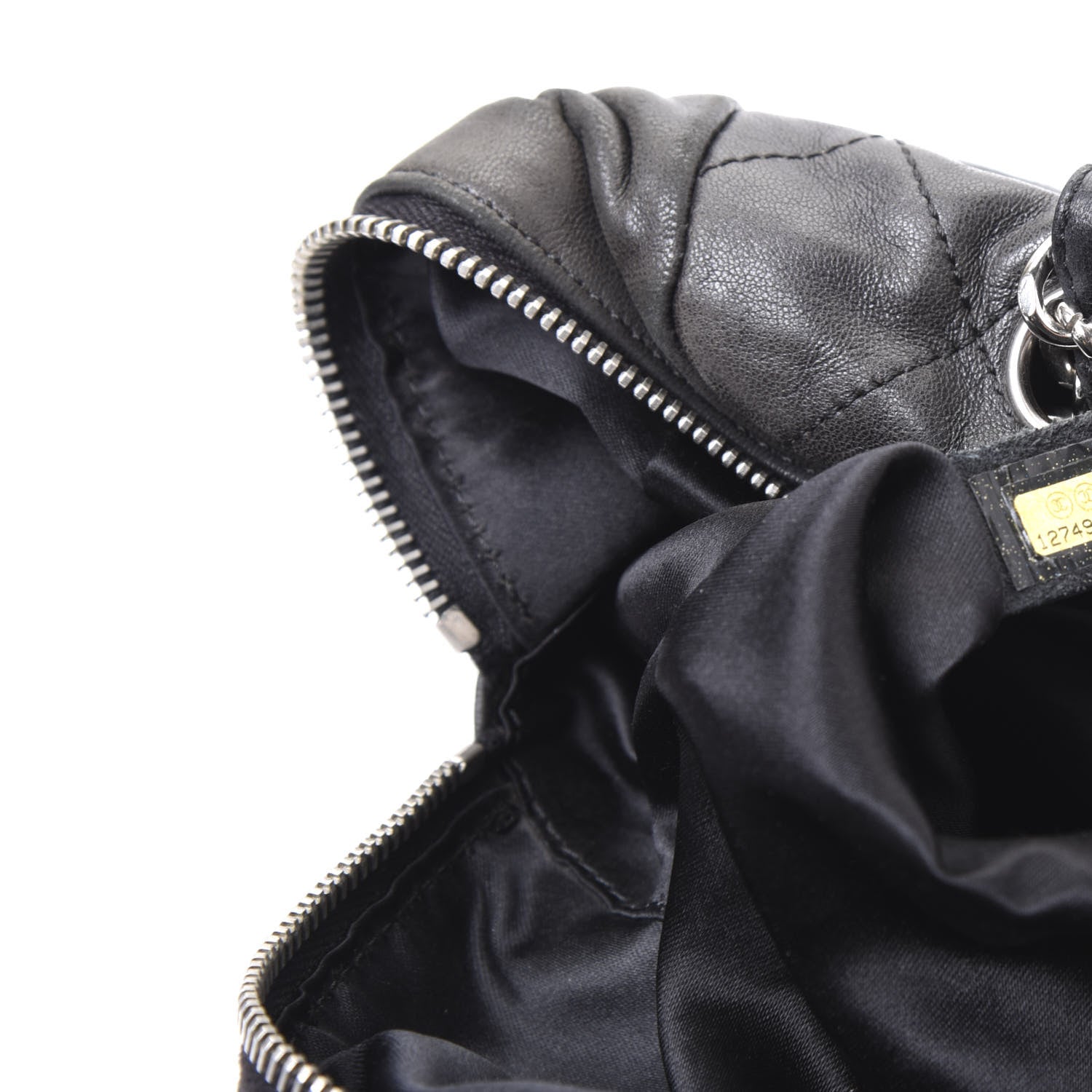 Chanel Lambskin Stitched Shoulder Bag Black 10 of 11