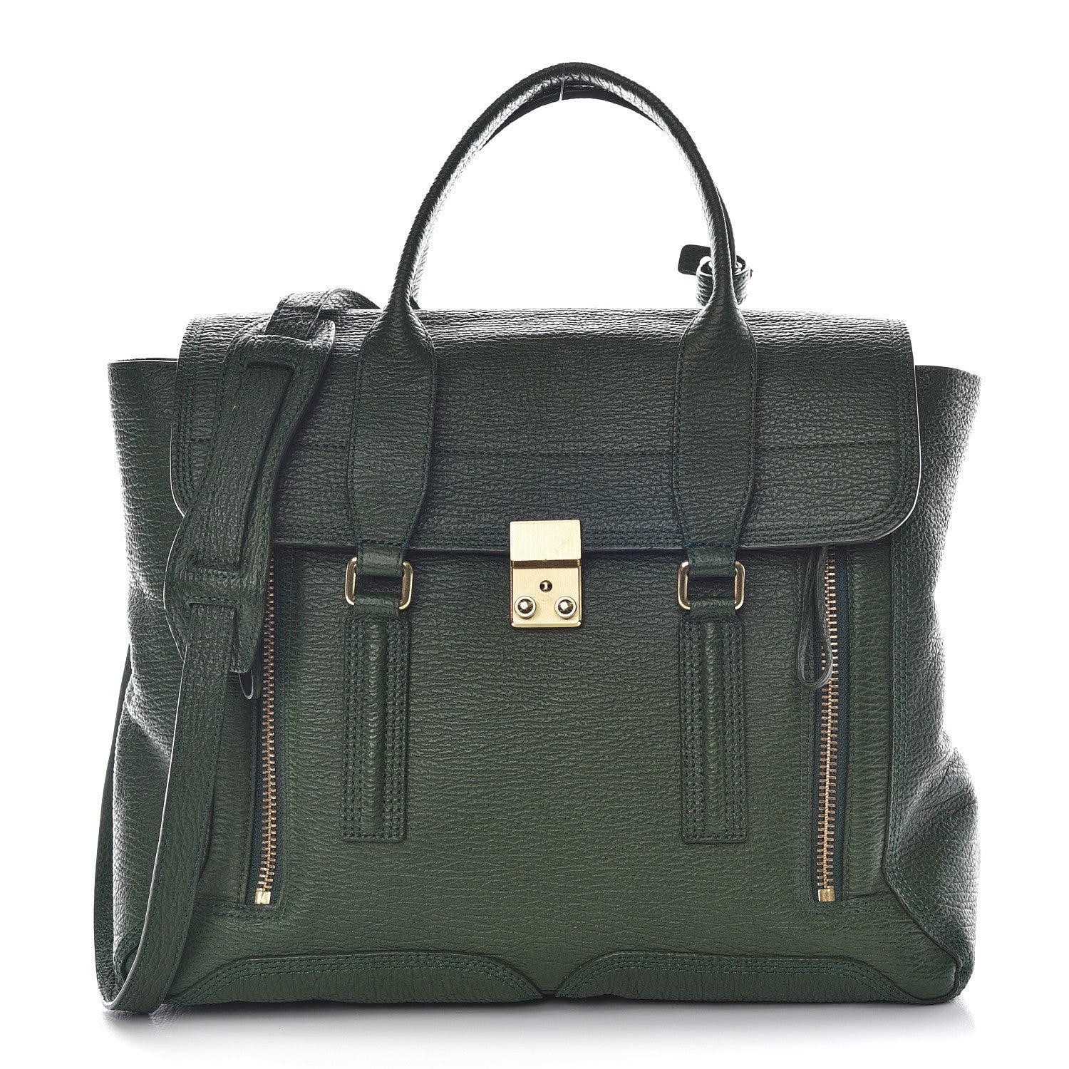 3.1 Phillip Lim 3.1 Textured Calfskin Large Pashli Satchel Jade 1 of 9
