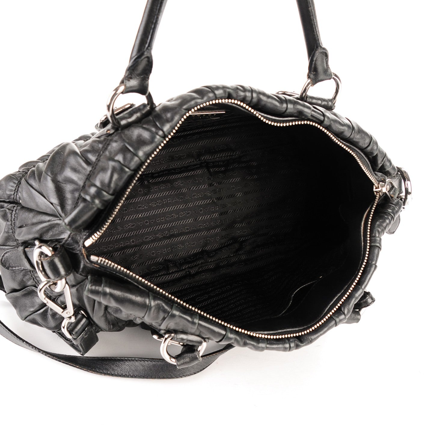 Nappa Gaufre Shopping Satchel Black