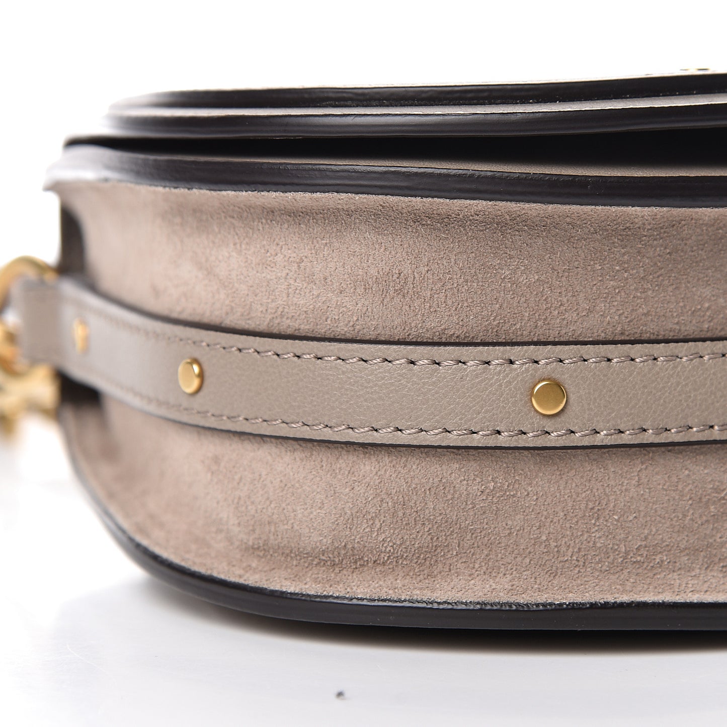 Calfskin Suede Small Nile Bracelet Bag Motty Grey