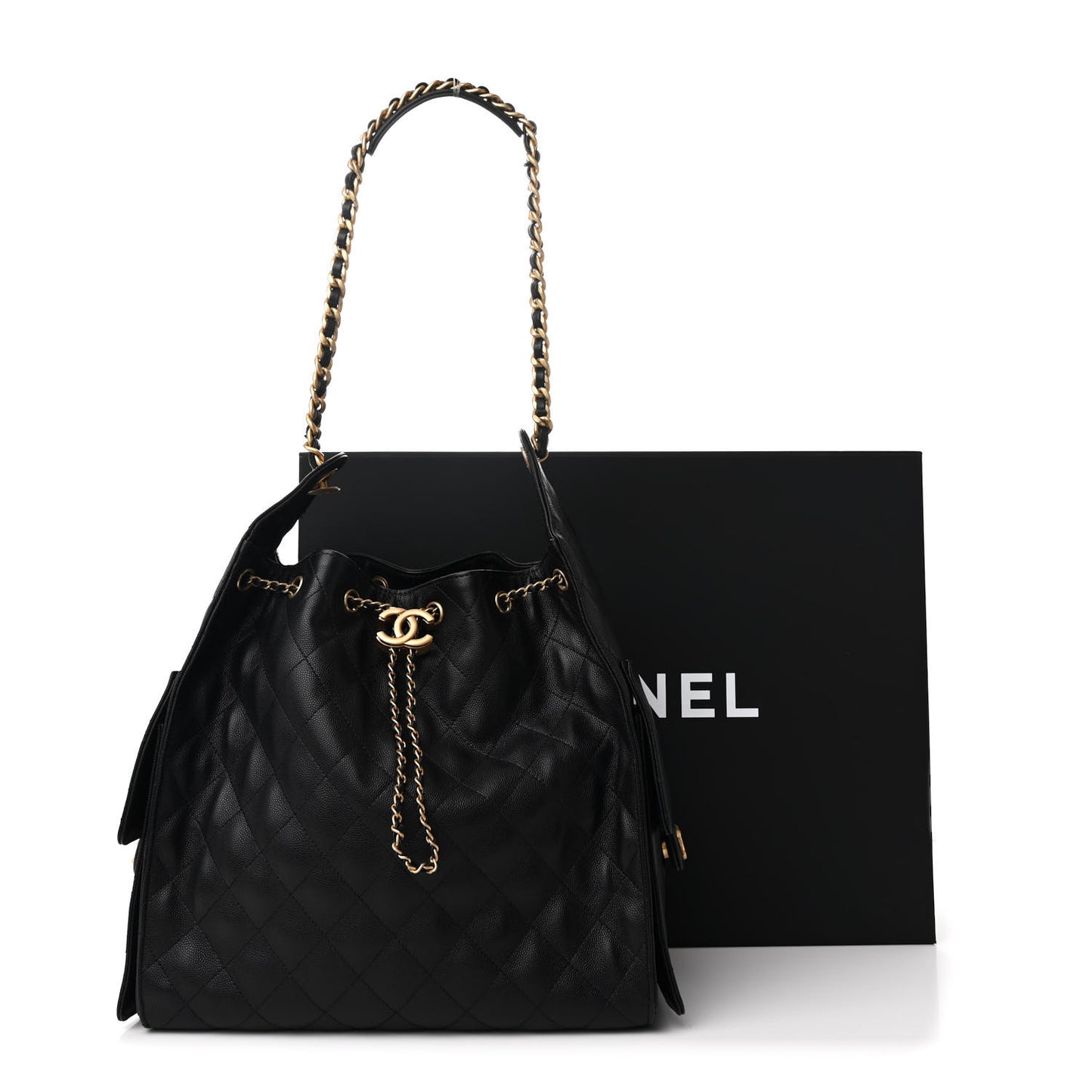 Caviar Quilted Medium Chanel 25 Handbag Black