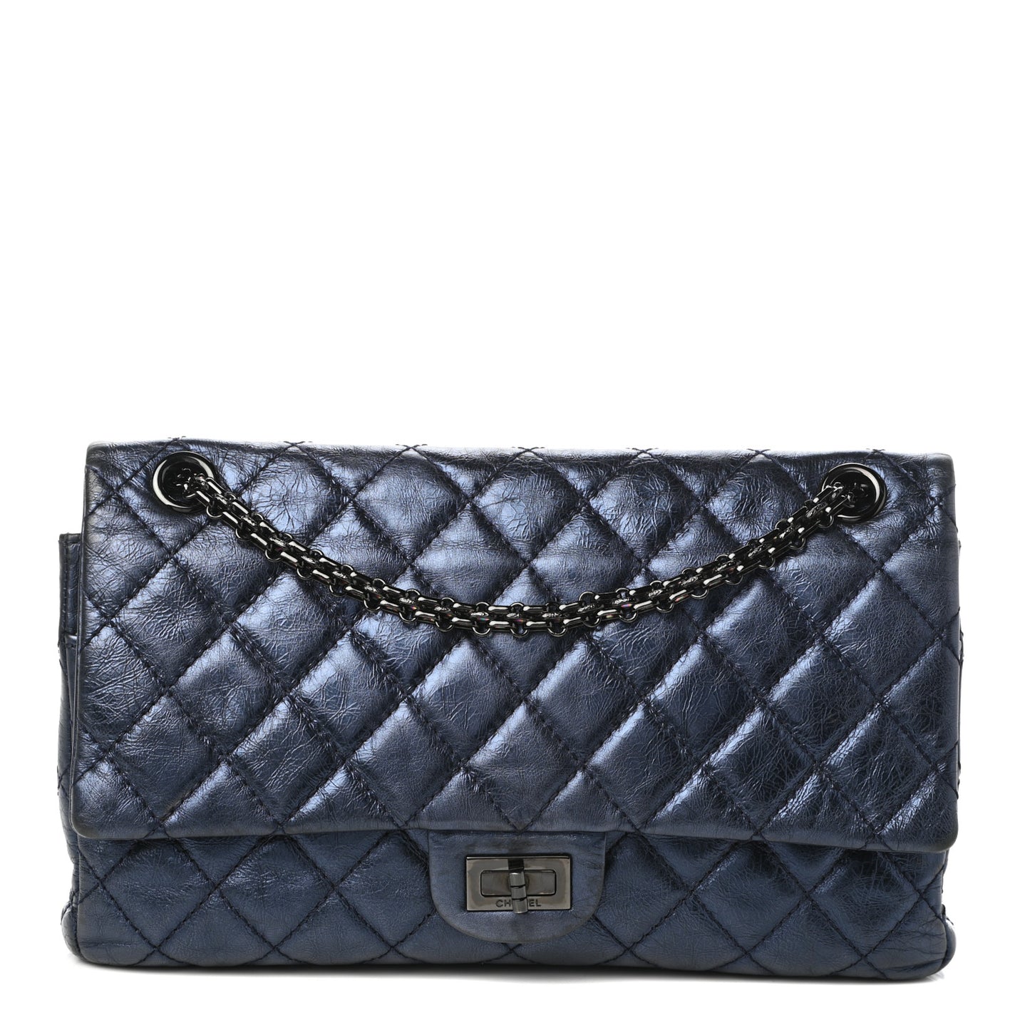 Metallic Calfskin Quilted 2.55 Reissue 226 Flap Blue