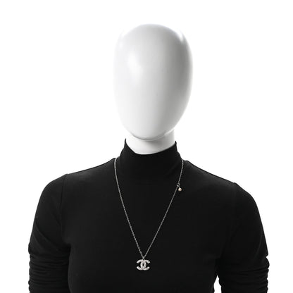 Chanel Crystal Pearl CC Necklace Silver 2 of 5