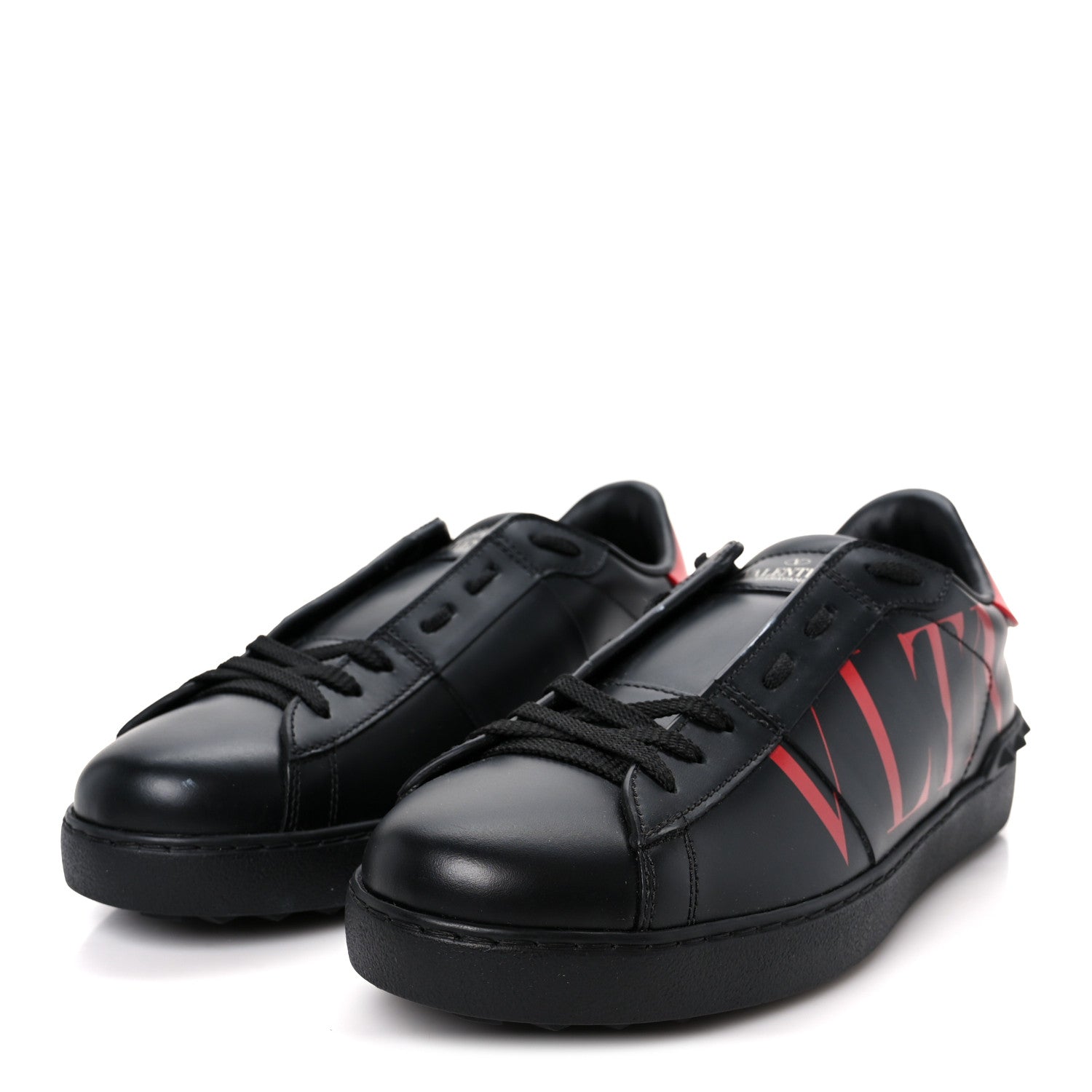 Valentino Garavani Calfskin Mens Rockstud VLTN Open Sneakers 41 Black Red 4 of 9