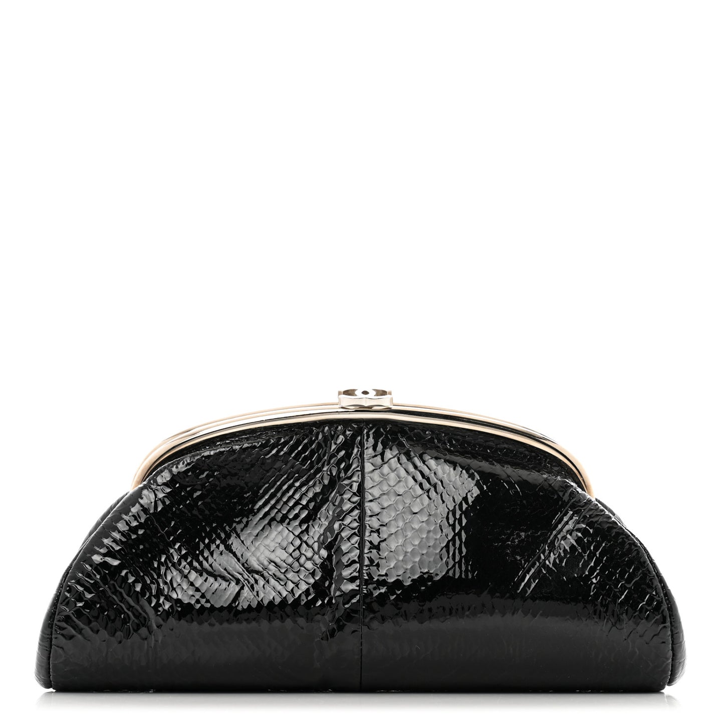 Glazed Snakeskin Timeless Clutch Black