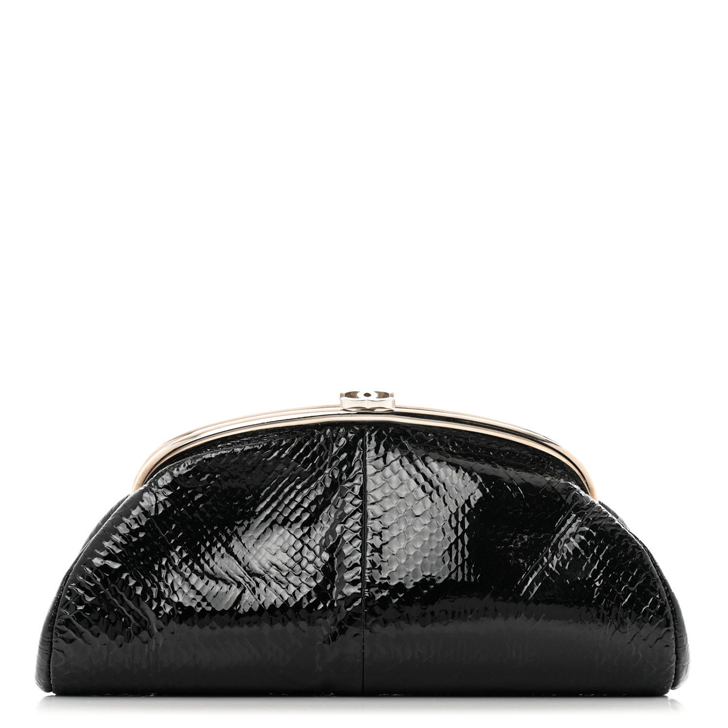Chanel Glazed Snakeskin Timeless Clutch Black 1 of 10