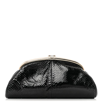 Chanel Glazed Snakeskin Timeless Clutch Black 1 of 10