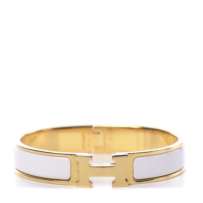 Hermes Enamel Narrow Clic Clac H Bracelet PM White 1 of 5