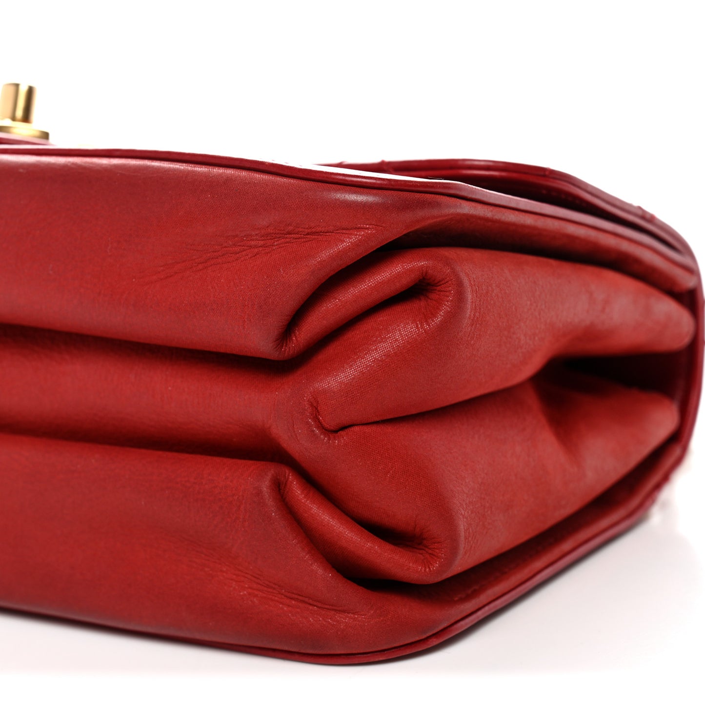 Iridescent Calfskin Quilted Small Straight Lined Flap Red