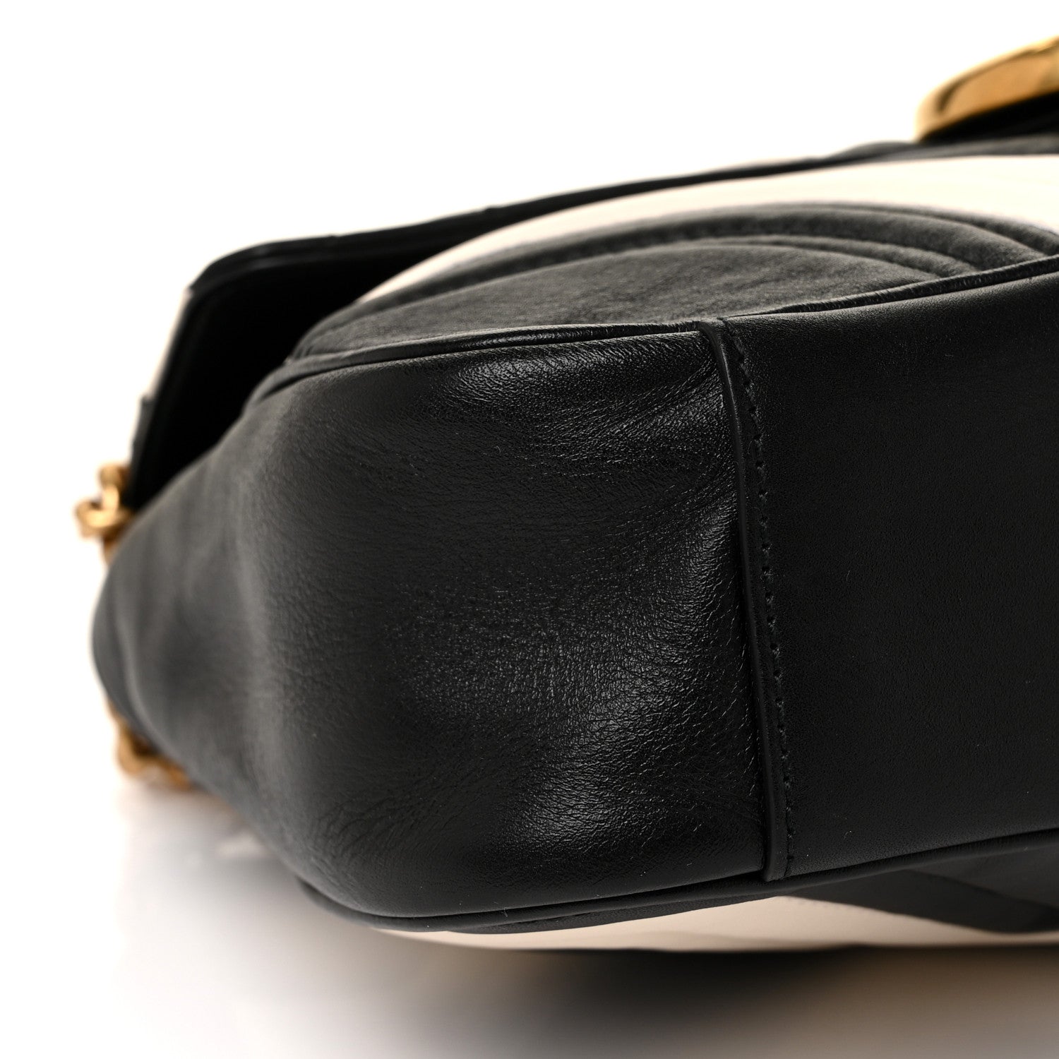 Gucci Calfskin Matelasse Medium GG Marmont Shoulder Bag Black White 8 of 9