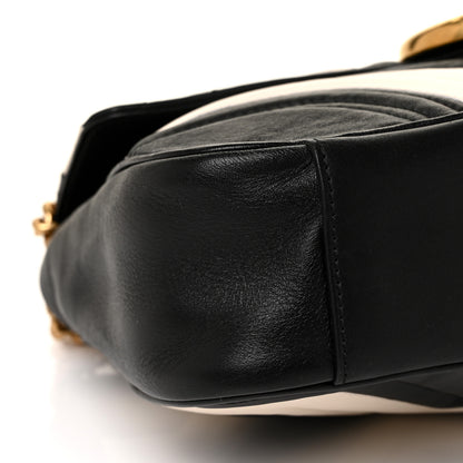Gucci Calfskin Matelasse Medium GG Marmont Shoulder Bag Black White 8 of 9