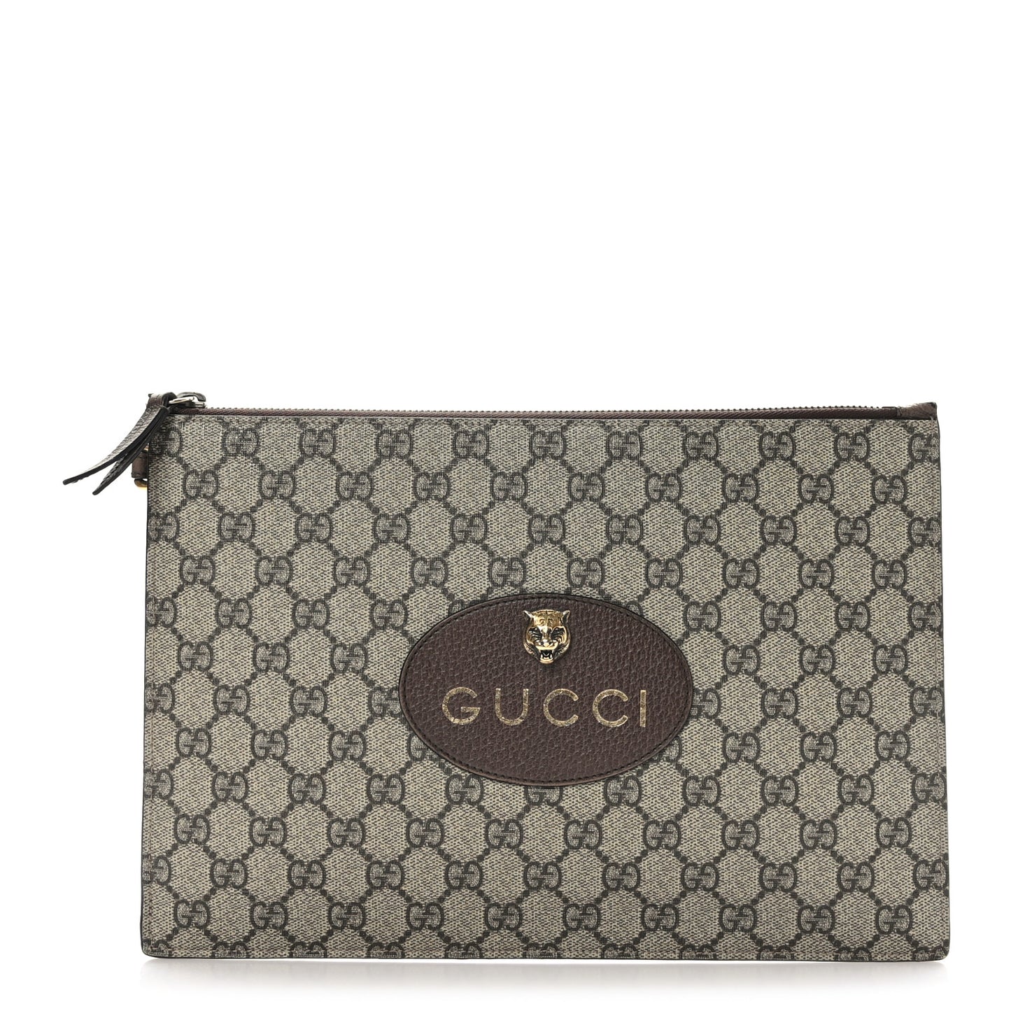 GG Supreme Monogram Neo Vintage Zip Wristlet Pouch Beige New Acero Crop