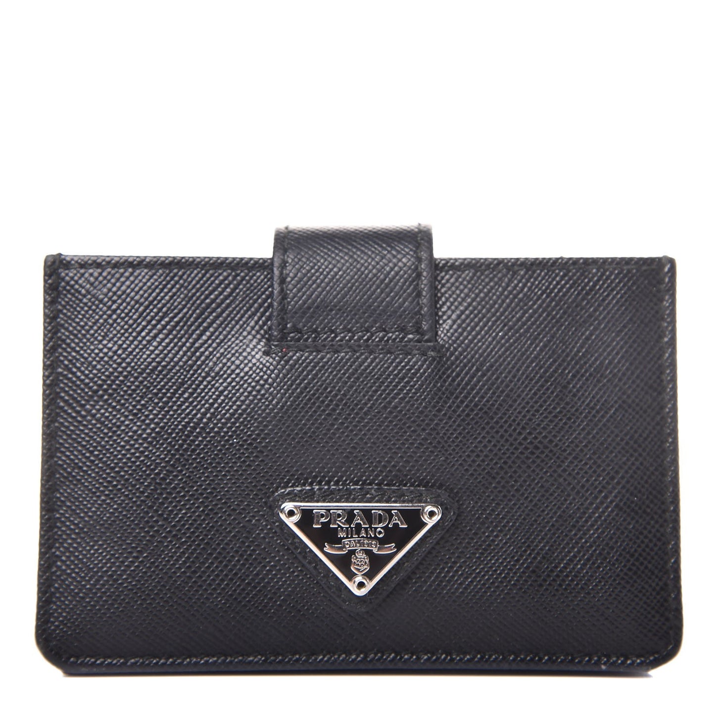 Saffiano Oro Gusseted Card Holder Black