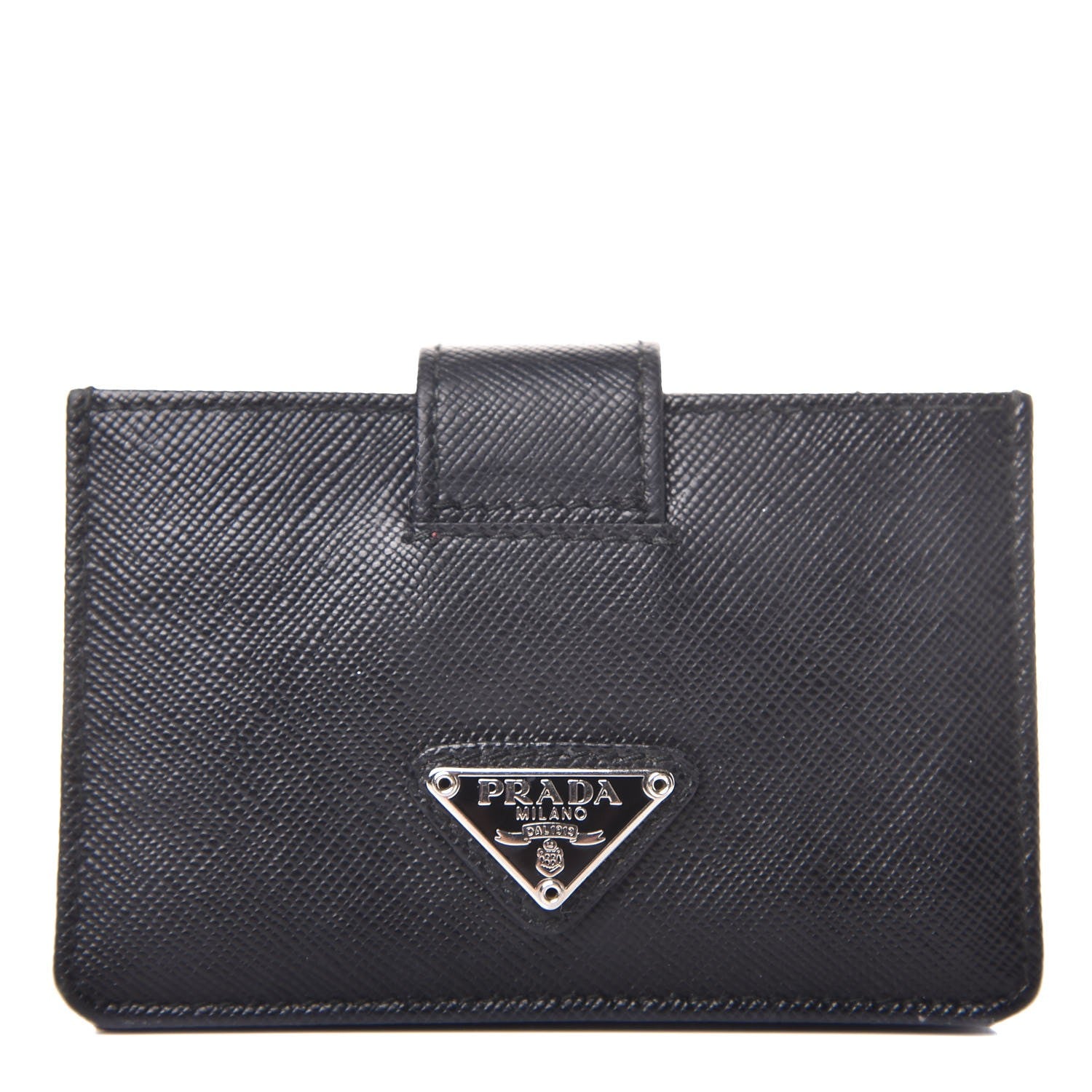 Prada Saffiano Oro Gusseted Card Holder Black 1 of 8
