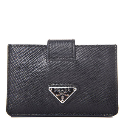Prada Saffiano Oro Gusseted Card Holder Black 1 of 8