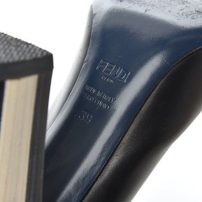 Fendi Scalloped Peep Toe Pump 39 Black 6 of 9