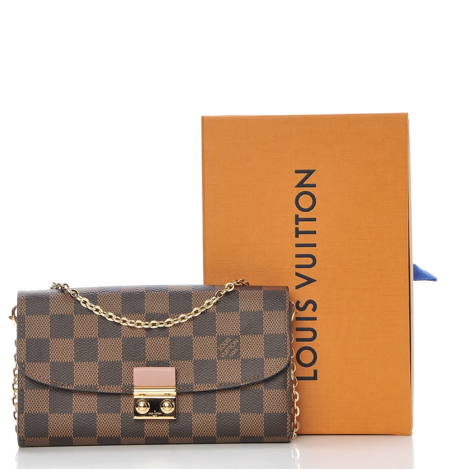 Louis Vuitton Damier Ebene Croisette Chain Wallet Rose Ballerine 8 of 8