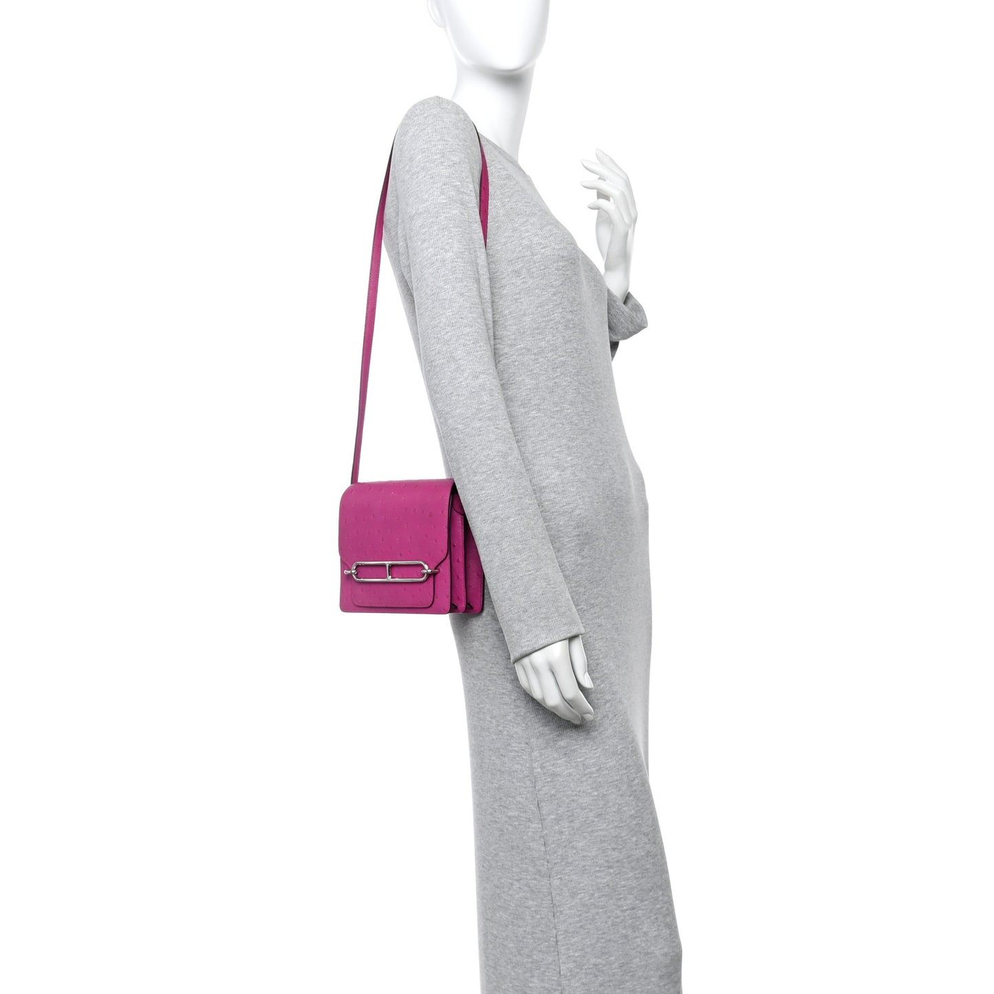 Ostrich Mini Sac Roulis Rose Pourpre