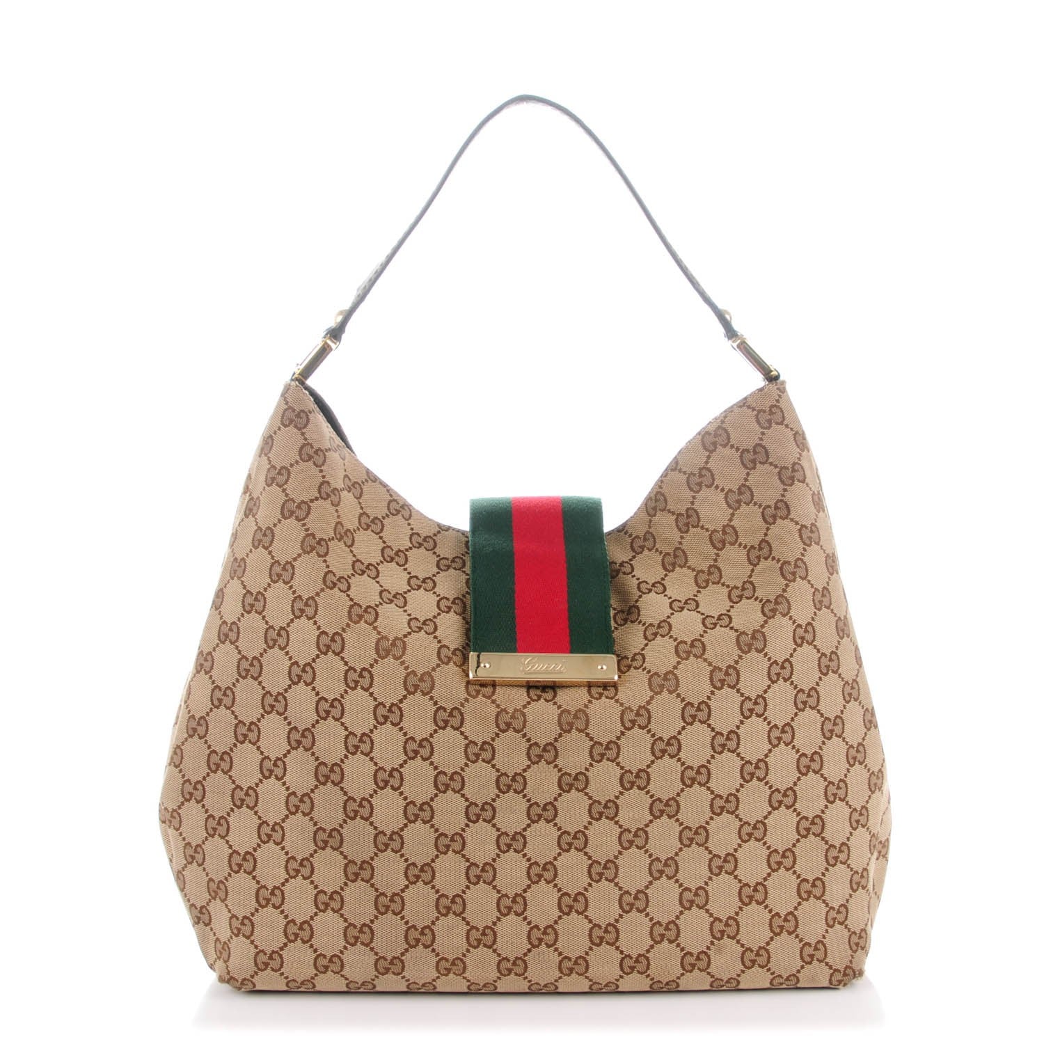 Gucci Monogram Large New Ladies Web Hobo Dark Brown 1 of 10