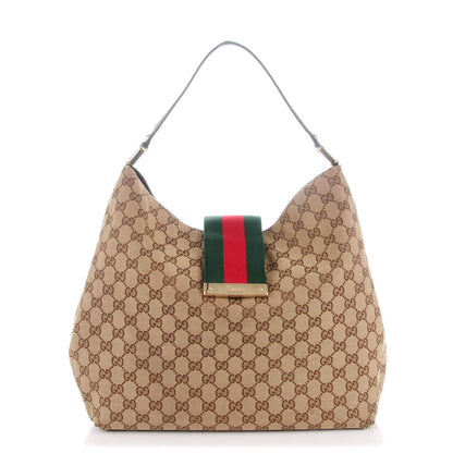 Gucci Monogram Large New Ladies Web Hobo Dark Brown 1 of 10
