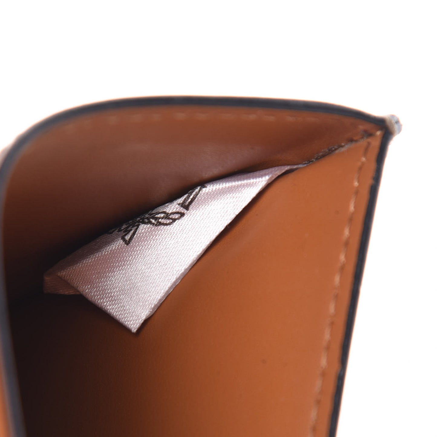 Calfskin Visetos Mini Card Case Black Cognac