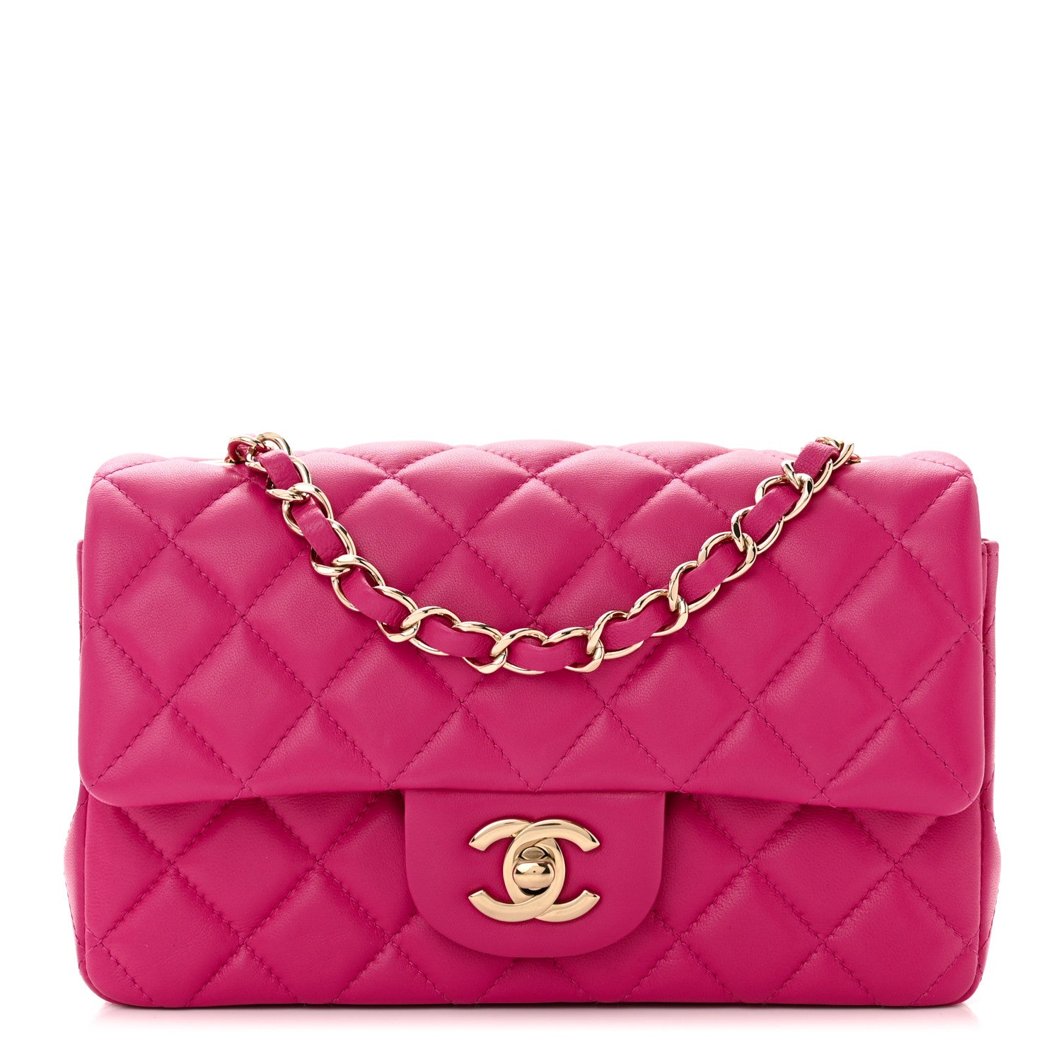 Chanel Lambskin Quilted Mini Rectangular Flap Fuchsia 1 of 11