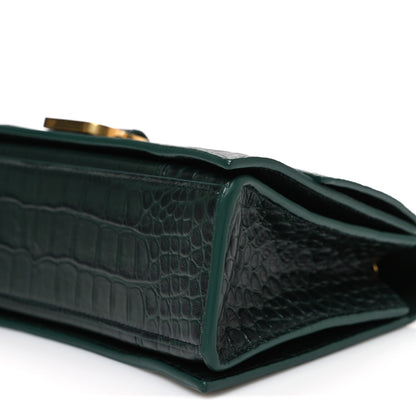 Balenciaga Extra Supple Calfskin Crocodile Embossed Small Crush Chain Bag Forest Green 10 of 10