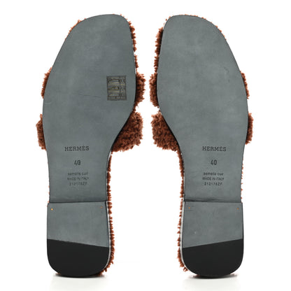 Hermes Woolskin Oran Sandals 40 Cognac 5 of 8
