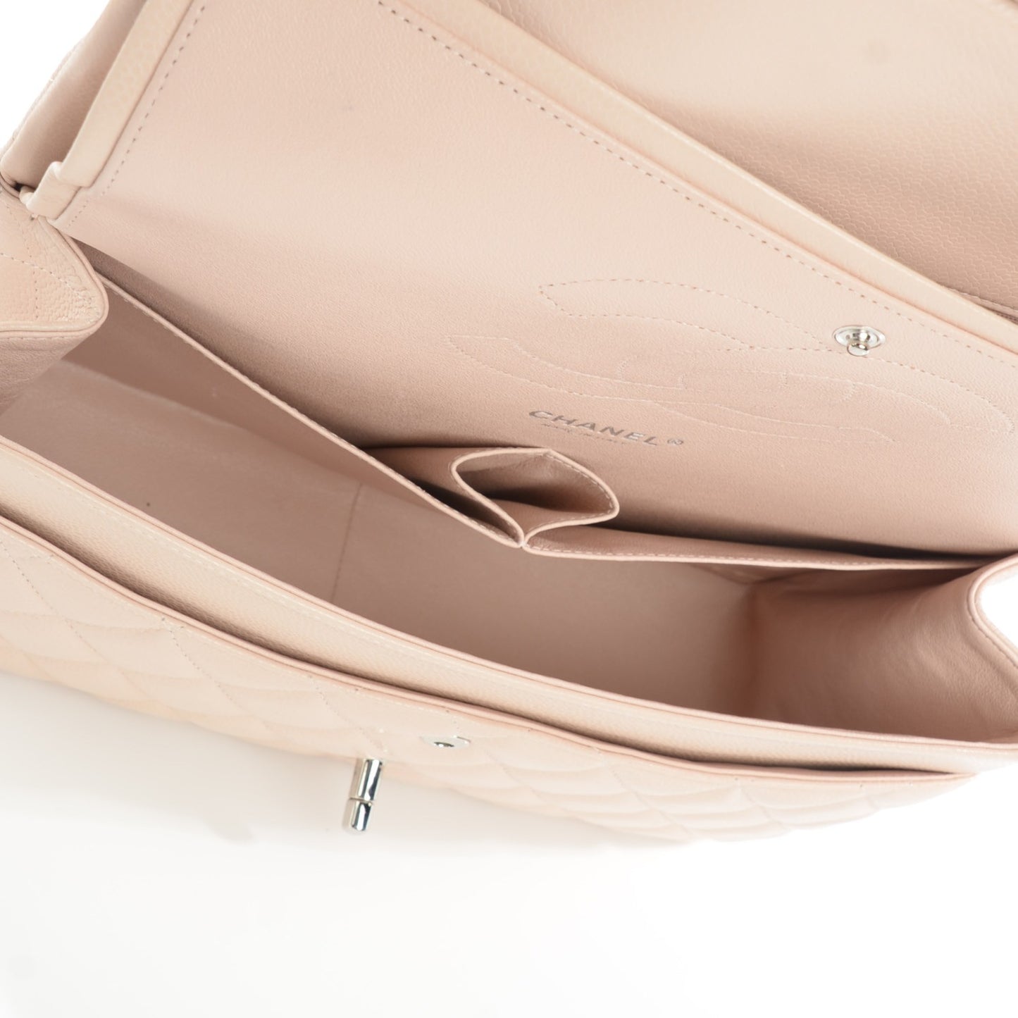 Caviar Quilted Jumbo Double Flap Light Pink