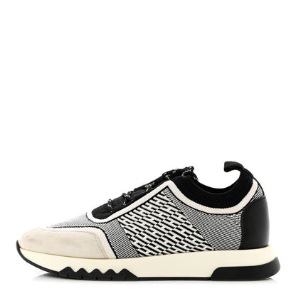 Hermes Knit Bi-Color Womens Addict Sneakers 37.5 Black White 1 of 8