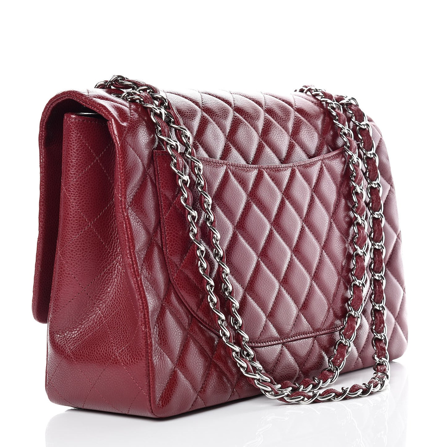 Caviar Quilted Maxi Single Flap Dark Red