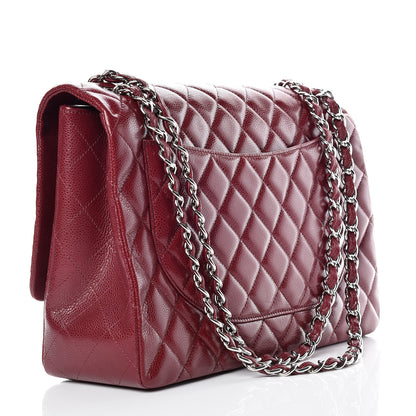 Chanel Caviar Quilted Maxi Single Flap Dark Red 3 of 10