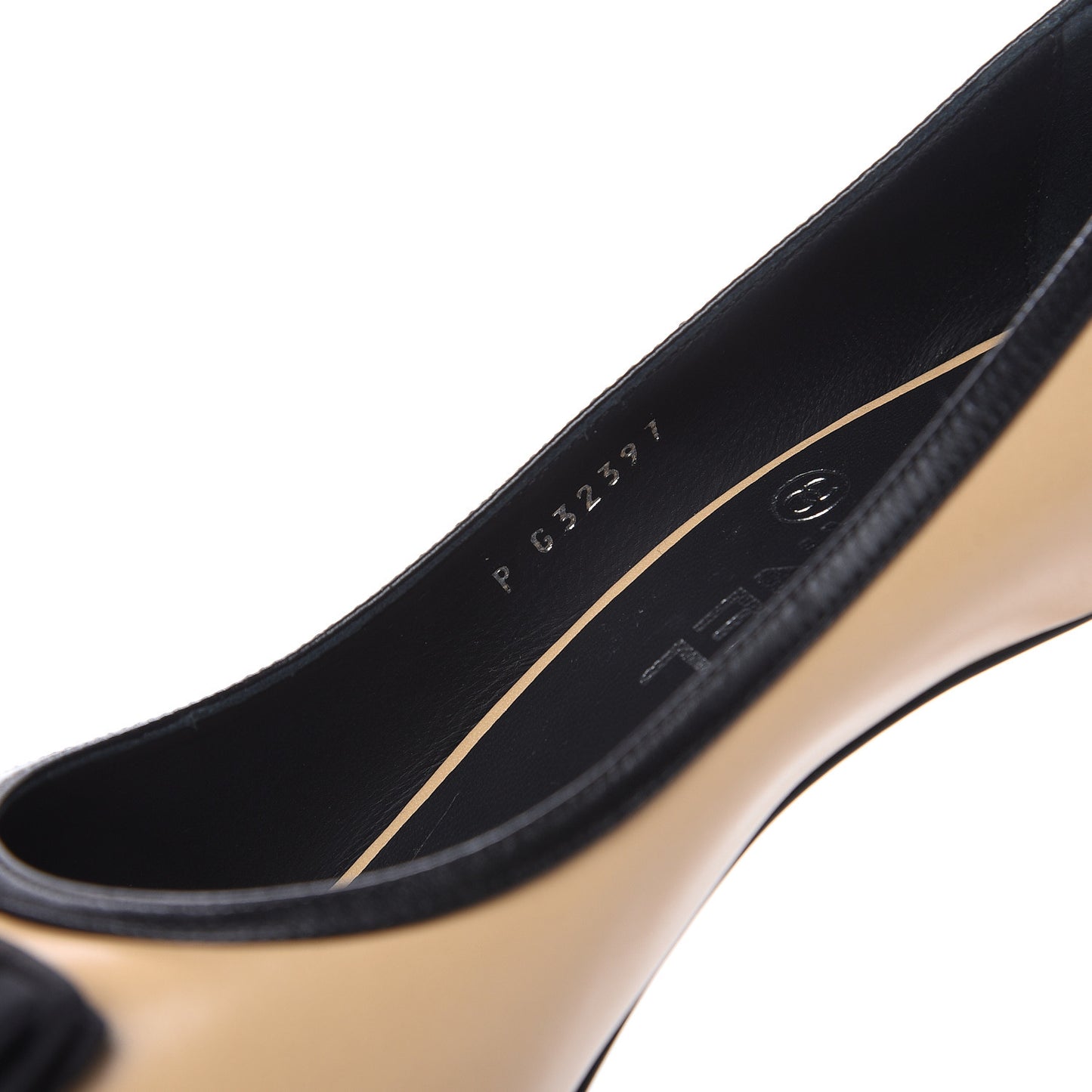 Lambskin Cap Toe Bow Pumps 38 Beige Black