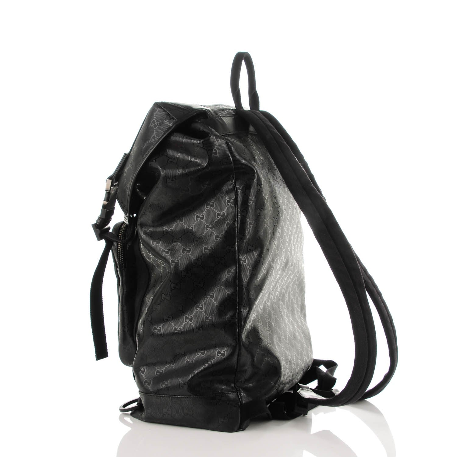 Gucci Imprime Monogram Interlocking G Double Buckle Backpack Black 3 of 7