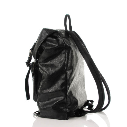 Gucci Imprime Monogram Interlocking G Double Buckle Backpack Black 3 of 7