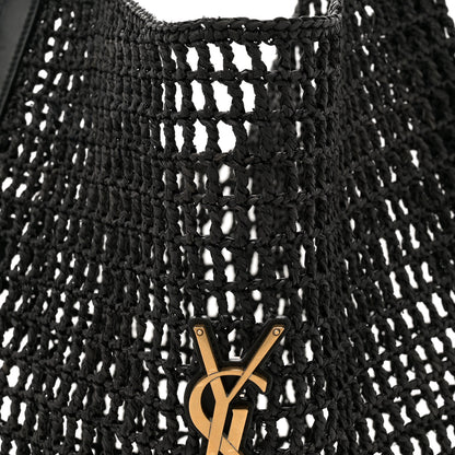 Saint Laurent Raffia Calfskin Oxalis Shoulder Bag Black 8 of 11