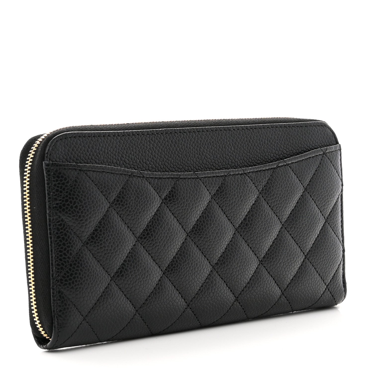 Chanel Caviar Quilted Large Gusset Zip Around Wallet Black 3 of 9