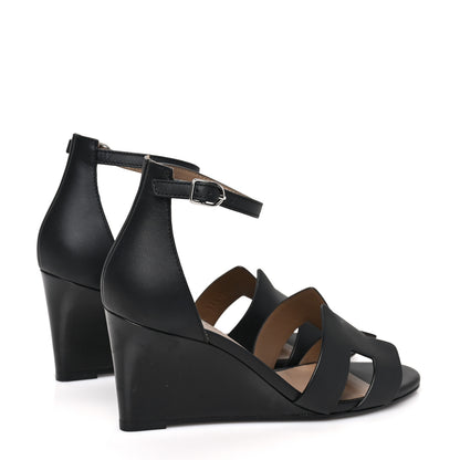Hermes Calfskin Legend Wedge Sandals 36 Black 4 of 8
